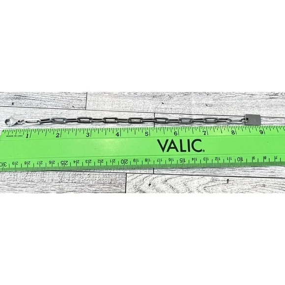 Stainless Steel Paper Clip Link Bracelet Charm Dangle 8.5” - Picture 5 of 5